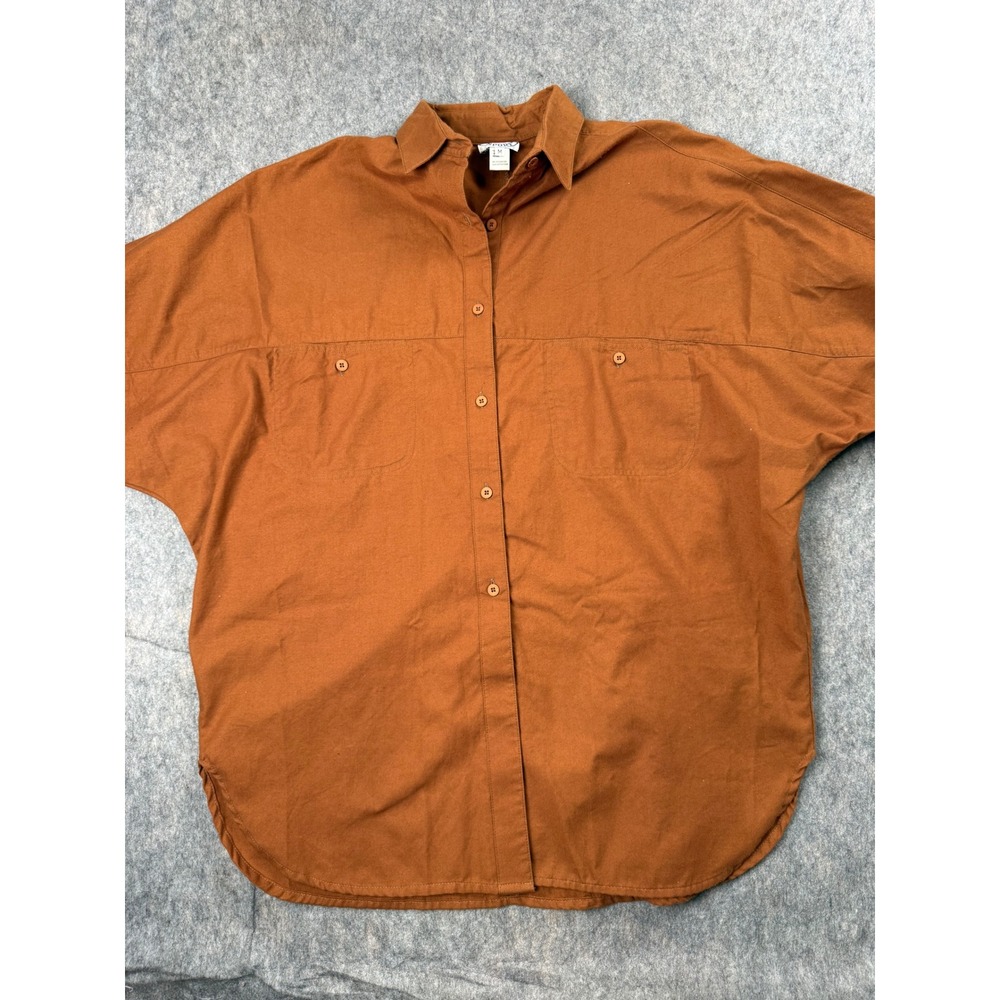 Regatta Sport Shirt Womens M Brown Cotton Twill Oversized Button Down Boho